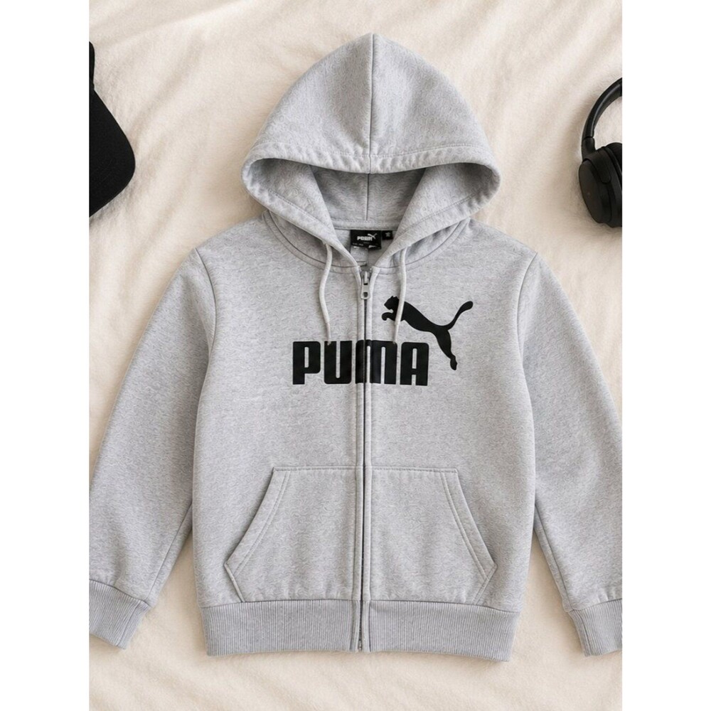 Puma Gray Zip Up Hoodie‎ Medium Athletic Streetwear Jacket